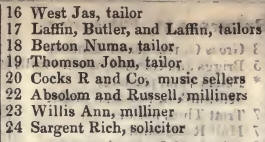 16 - 24 Princes street, Hanover square 1842 Robsons street directory