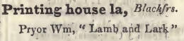 Printing house lane, Blackfriars 1842 Robsons street directory