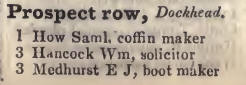 1 - 3 Prospect row, Dockhead 1842 Robsons street directory