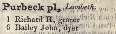 Purbeck place, Lambeth 1842 Robsons street directory