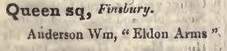 Queen square, Finsbury 1842 Robsons street directory