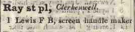 Ray street place, Clerkenwell 1842 Robsons street directory