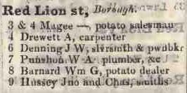 Red Lion street, Borough 1842 Robsons street directory