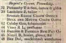 Regents Circus, Piccadilly 1842 Robsons street directory