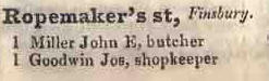 1 Ropemakers street, Finsbury 1842 Robsons street directory