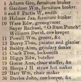 5 - 30 Rose and Crown court, Finsbury circus 1842 Robsons street directory