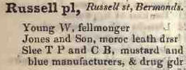 Russell place, Russell street, Bermondsey 1842 Robsons street directory