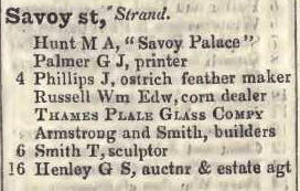 Savoy street, Strand 1842 Robsons street directory