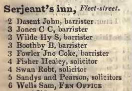 2 - 6 Serjeants Inn, Fleet street 1842 Robsons street directory