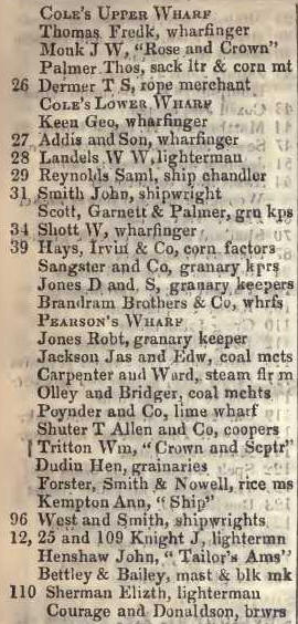 22 - 110 Shad Thames 1842 Robsons street directory