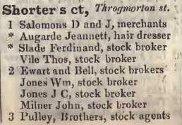 1 - 3 Shorters court, Throgmorton street 1842 Robsons street directory