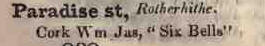 Six  Bells, Paradise street, Rotherhithe 1842 Robsons street directory