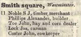 Smith square, Westminster 1842 Robsons street directory