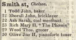 Smith street, Chelsea 1842 Robsons street directory