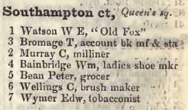 Southampton court, Queen square 1842 Robsons street directory