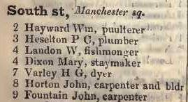 2 - 9 South street, Manchester square 1842 Robsons street directory