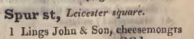 1 Spur street, Leicester square 1842 Robsons street directory