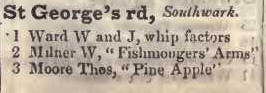 St Georges road, Southwark 1842 Robsons street directory