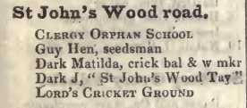 St Johns Wood road 1842 Robsons street directory