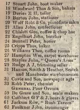 St Martins le Grand 1842 Robsons street directory