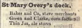 St Mary Overys Dock 1842 Robsons street directory