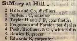 St Mary at Hill 1842 Robsons street directory