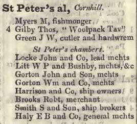 St Peters Alley, Cornhill 1842 Robsons street directory