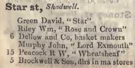 Star street, Shadwell 1842 Robsons street directory