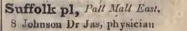 8 Suffolk place, Pall Mall East 1842 Robsons street directory