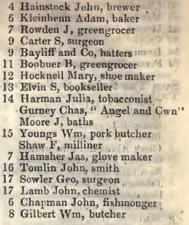 4 - 17 Tabernacle square, Finsbury 1842 Robsons street directory