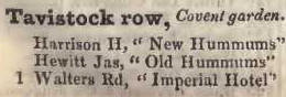 1 Tavistock row, Covent garden 1842 Robsons street directory