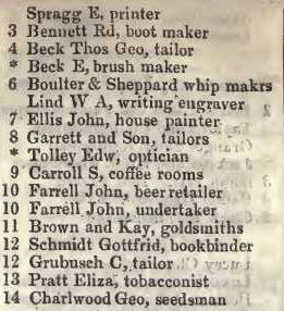 2 - 14 Tavistock row, Covent garden 1842 Robsons street directory
