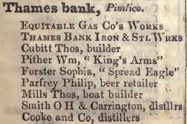 Thames bank, Pimlico 1842 Robsons street directory
