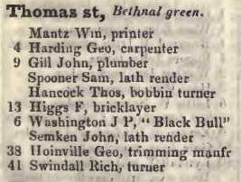 Thomas street, Bethnal green 1842 Robsons street directory