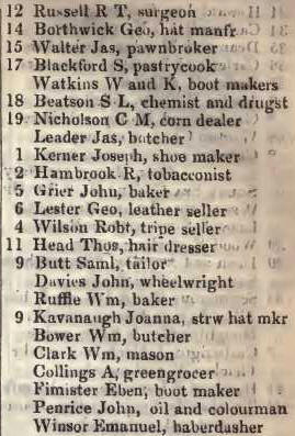 12 to end Thornton street, Horselydown 1842 Robsons street directory