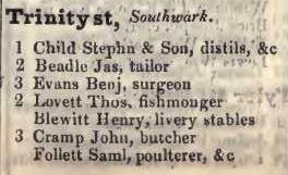 1 - 3 Trinity street, Southwark 1842 Robsons street directory