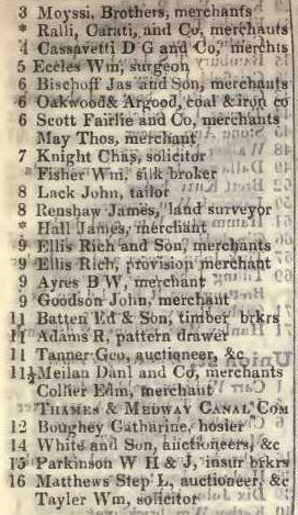 3 - 16 Union court, Old Broad street, City 1842 Robsons street directory