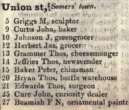 5 - 27 Union street, Somers Town 1842 Robsons street directory