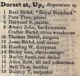 Upper Dorset street, Bryanstone square 1842 Robsons street directory