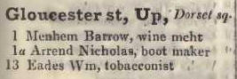 Upper Gloucester street, Dorset square 1842 Robsons street directory