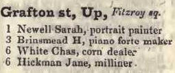 Upper Grafton street, Fitzroy square 1842 Robsons street directory