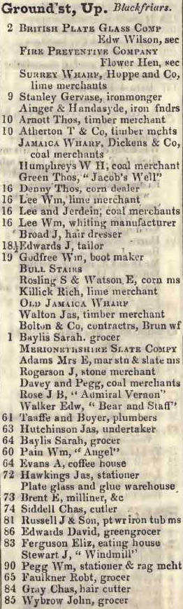 Upper Ground street, Blackfriars 1842 Robsons street directory