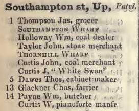 Upper Southampton street, Pentonville 1842 Robsons street directory