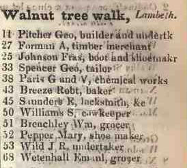 Walnut tree walk, Lambeth 1842 Robsons street directory