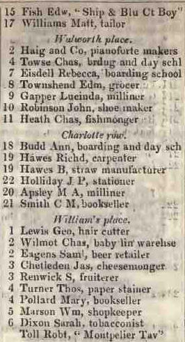 - to end of Walworth road 1842 Robsons street directory