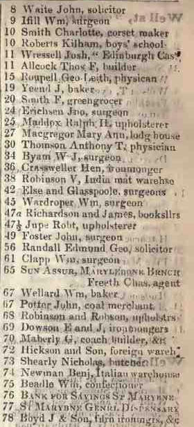 8 - 78 Welbeck street, Blackfriars 1842 Robsons street directory