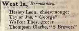 West lane, Bermondsey 1842 Robsons street directory