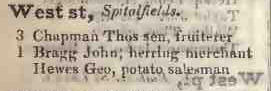 West street, Spitalfields 1842 Robsons street directory