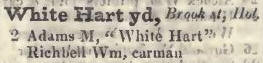 White Hart yard, Brook street, Holborn 1842 Robsons street directory
