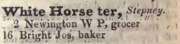 White Horse terrace, Stepney 1842 Robsons street directory